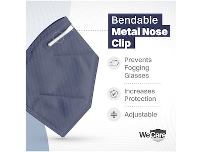 WeCare Disposable KN95 Face Mask, Adult, Navy, 20/Pack (WCKN106)