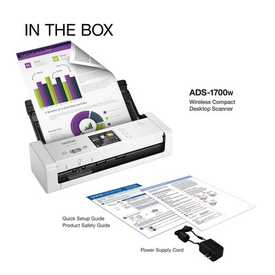 Brother Desktop Scanner for Documents, Wireless, White (ADS-1700W)