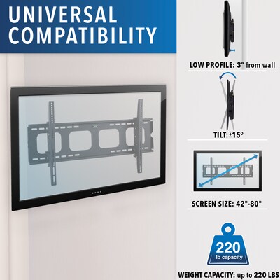 Mount-It! Heavy Duty Tilting Flat Screen TV Wall Mount Bracket for 43" to 80" VESA Mount TVs, 2mm Thick Steel (MI-303L)