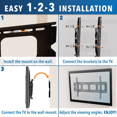 Mount-It! Heavy Duty Tilting Flat Screen TV Wall Mount Bracket for 40" to 80" VESA Mount TVs, 2mm Thick Steel (MI-303L)