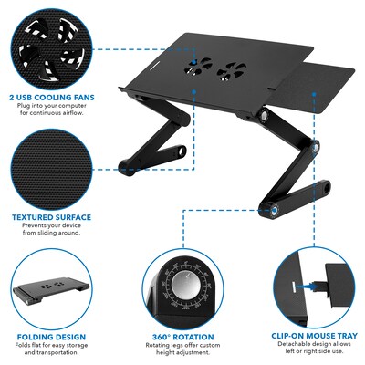 Mount-It! Adjustable Laptop Stand with Cooling Fans and Mouse Pad (MI-7211)