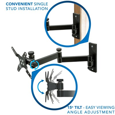 Mount-It! Full-Motion Single Monitor Wall Arm Mount, Up to 30", Black (MI-404)