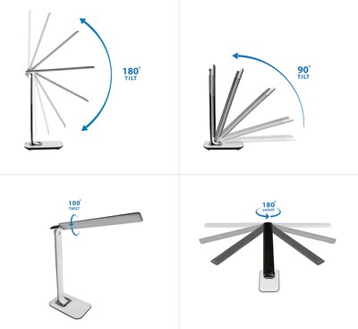 Mount-It! Turcom Dimmable LED Desk Lamp with USB Ports for Chargers (TS-7005)