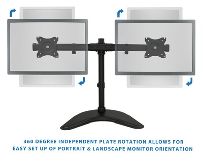 Mount-It! Adjustable Dual Monitor Freestanding Desk Stand, Up to 27", Black (MI-1781)