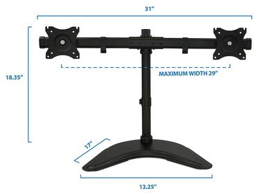 Mount-It! Adjustable Dual Monitor Freestanding Desk Stand, Up to 27", Black (MI-1781)