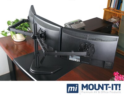 Mount-lt! Adjustable Triple Monitor Stand, Up to 27", Black (MI-2789)