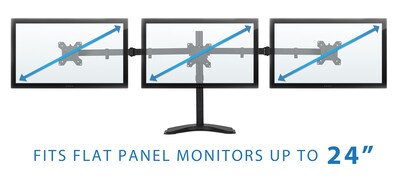 Mount-lt! Adjustable Triple Monitor Stand, Up to 27", Black (MI-2789)