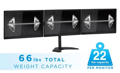 Mount-lt! Adjustable Triple Monitor Stand, Up to 27", Black (MI-2789)