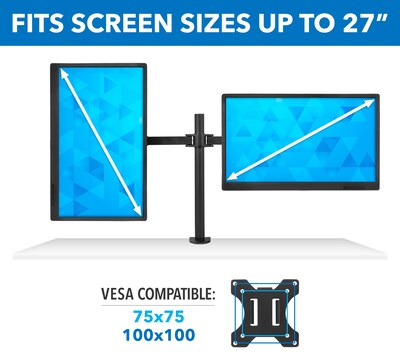 Mount-It! Adjustable Dual Monitor Arm Mount, Up To 32" Monitor, Black (MI-2752)