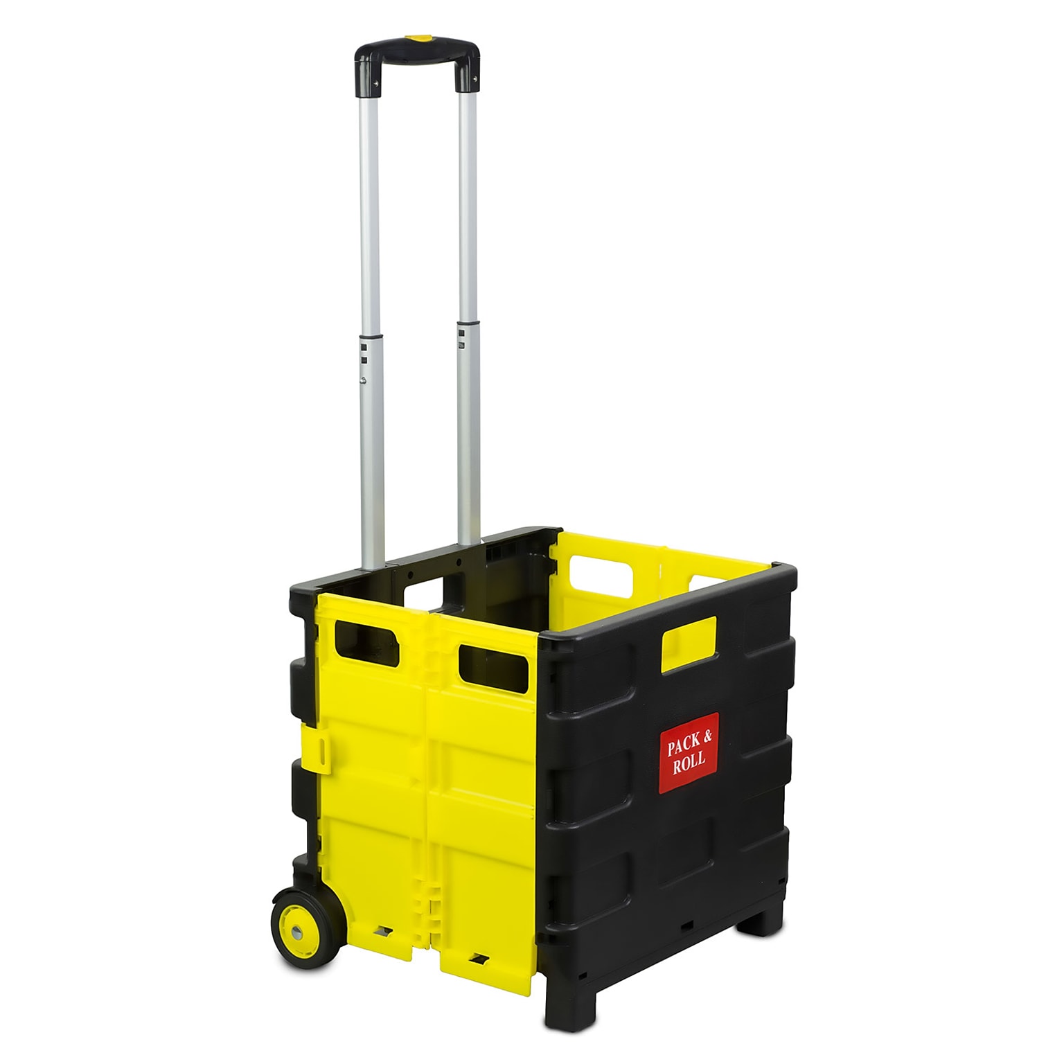 Mount-It! Rolling Utility Cart, Folding and Collapsible, 55 lbs., Black/Yellow (MI-904)