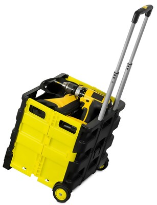 Mount-It! Rolling Utility Cart, Folding and Collapsible, 55 lbs., Black/Yellow (MI-904)