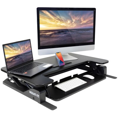 Mount-It! Mount-It! 36.W Rectangular Adjustable Standing Desk Converter, Black (MI-7926)
