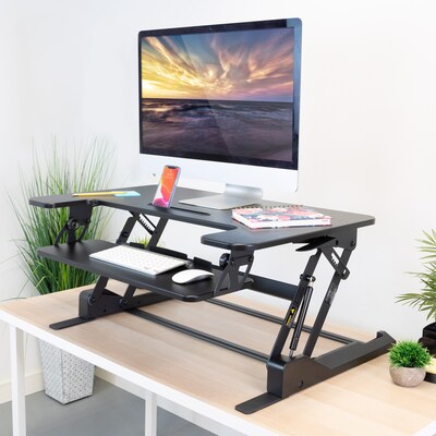 Mount-It! Mount-It! 36."W Rectangular Adjustable Standing Desk Converter, Black (MI-7926)