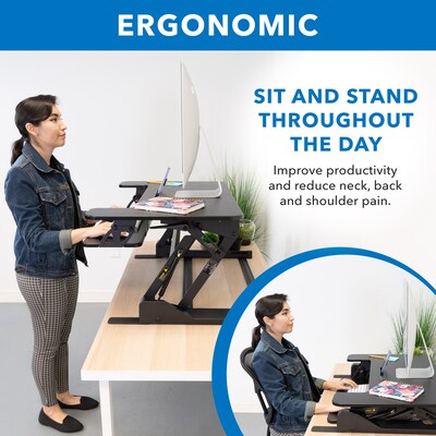 Mount-It! Mount-It! 36."W Rectangular Adjustable Standing Desk Converter, Black (MI-7926)