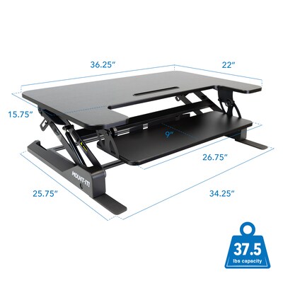 Mount-It! Mount-It! 36."W Rectangular Adjustable Standing Desk Converter, Black (MI-7926)