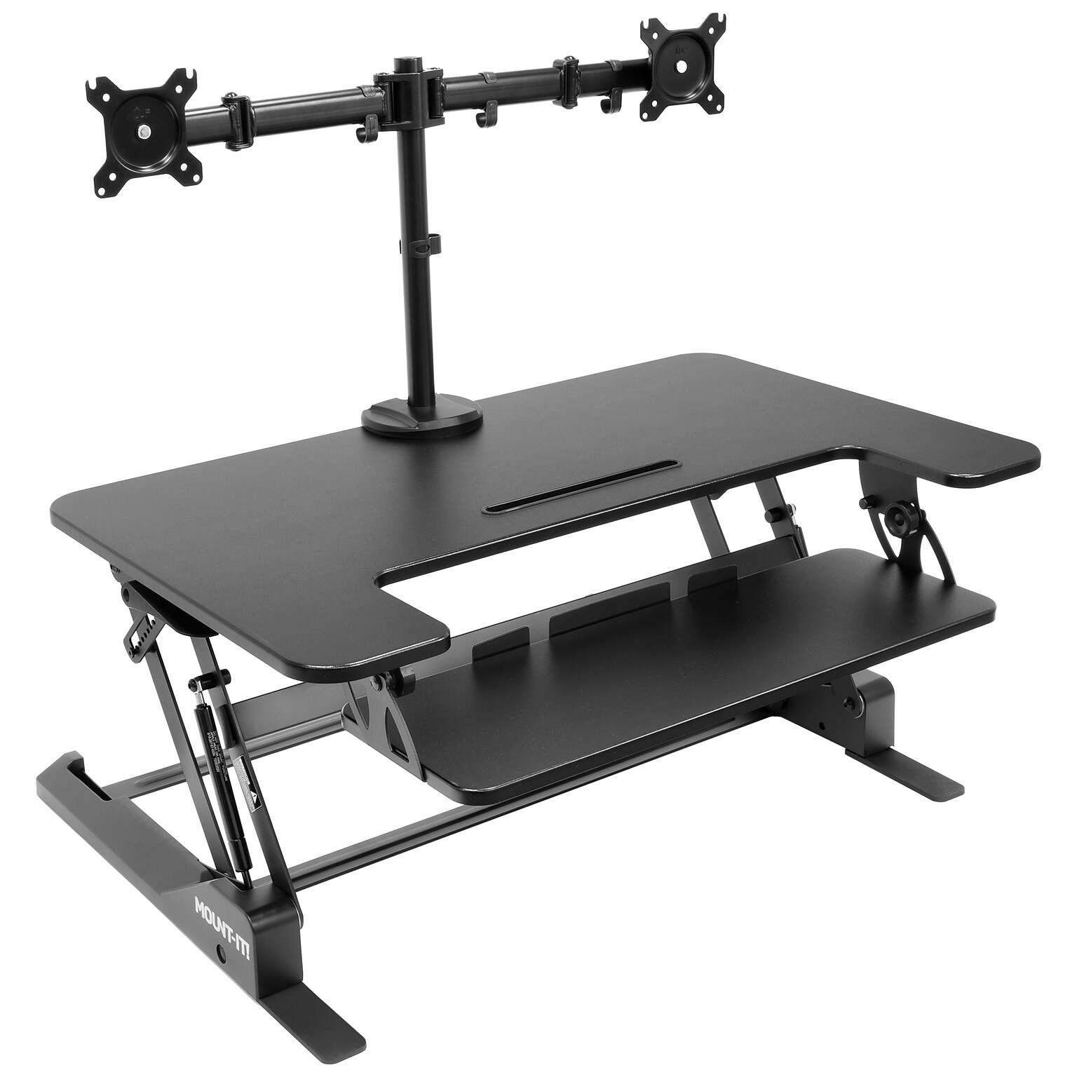 Mount-It! 36W Manual Adjustable Standing Desk Converter with Dual Monitor Mount, Black (MI-7934)