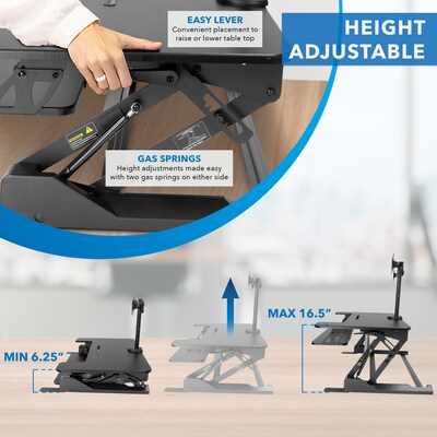 Mount-It! Mount-It! 36"W Manual Rectangular Adjustable Aluminum Standing Desk Converter, Black (MI-7934)