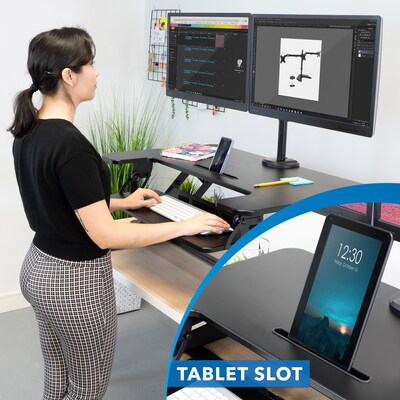 Mount-It! Mount-It! 36"W Manual Rectangular Adjustable Aluminum Standing Desk Converter, Black (MI-7934)