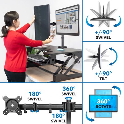 Mount-It! Mount-It! 36"W Manual Rectangular Adjustable Aluminum Standing Desk Converter, Black (MI-7934)