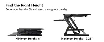 Mount-It! 48"W Rectangular Adjustable Metal Standing Desk Converter, Black (MI-7925)