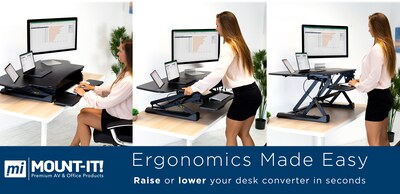 Mount-It! 49"W Manual Adjustable Standing Desk Converter, Black (MI-7925)