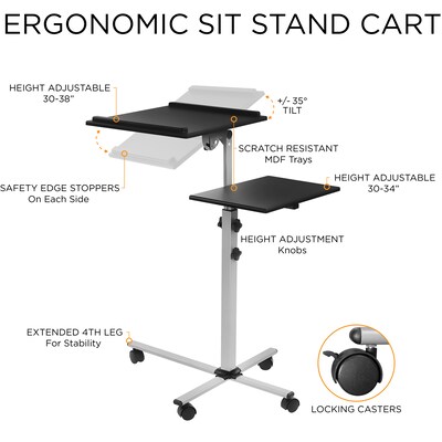 Mount-It! Rolling Adjustable Laptop Tray and Projector Cart (MI-7945)