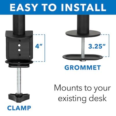 Mount-It! Adjustable Single Monitor Arm Mount, Black(MI-2751)