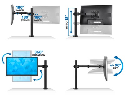 Mount-It! Adjustable Single Monitor Arm Mount, Black(MI-2751)