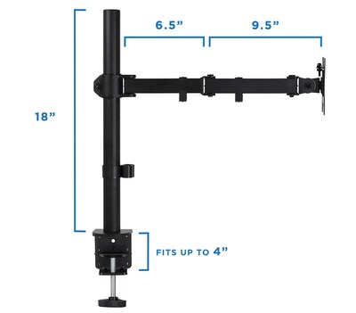Mount-It! Adjustable Single Monitor Arm Mount, Black(MI-2751)
