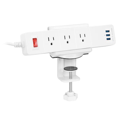 Mount-It! 3 Outlet Desk Clamp Surge Protector Power Strip, 3 USB, 5 Cord (MI-7281)