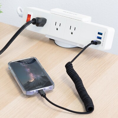 Mount-It! 3-Outlet 3-USB Port 5 Surge Protector with Clamp Desk Mount, White (MI-7281)