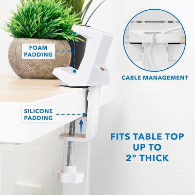 Mount-It! 3-Outlet 3-USB Port 5' Surge Protector with Clamp Desk Mount, White (MI-7281)