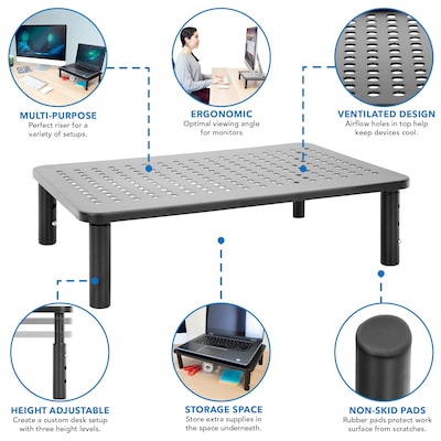 Mount-It! Adjustable Monitor Stand, Up to 32" Monitor, Gray, 2/Pack (MI-7364)