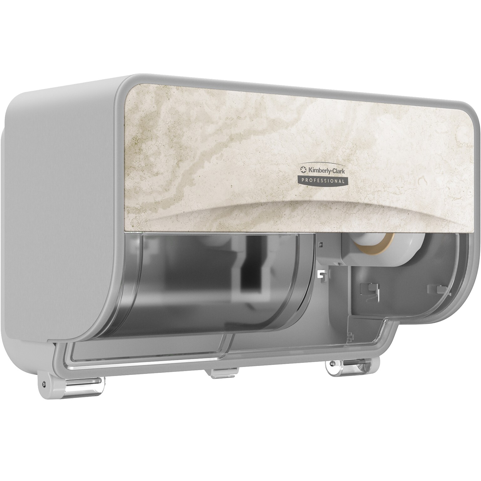 Kimberly-Clark Professional ICON Coreless 2-Roll Horizontal Toilet Paper Dispenser with Faceplate, Warm Marble (58742)