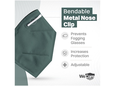 WeCare Disposable KN95 Face Mask, Adult, Dark Green, 20 Masks/Box, 50 Boxes/Pack (TBN203232)