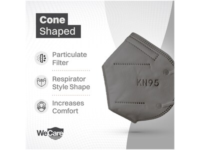 WeCare Disposable KN95 Face Mask, Adult, Dark Gray, 20 Masks/Box, 3 Boxes/Pack (TBN203226)