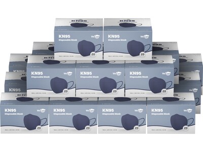 WeCare Disposable KN95 Face Mask, Adult, Navy, 20 Masks/Box, 50 Boxes/Pack (TBN203233)