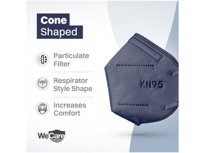 WeCare Disposable KN95 Face Mask, Adult, Navy, 20 Masks/Box, 50 Boxes/Pack (TBN203233)