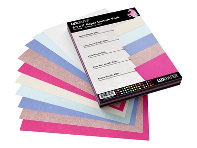LUX Unicorn Colored Paper, 80 lbs., 8.5" x 11", Assorted Colors, 100 Sheets/Pack (81211-P-UNICORN)