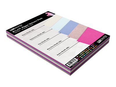 LUX Unicorn Colored Paper, 80 lbs., 8.5" x 11", Assorted Colors, 100 Sheets/Pack (81211-P-UNICORN)