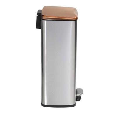 Honey-Can-Do Steel Indoor Trash Can Set with Hinged Lid, 7.92 & 1.32 Gallon, Rose Gold (TRS-09325)