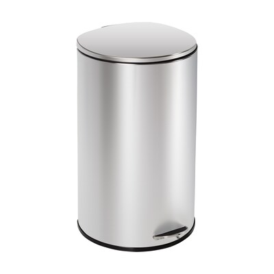 Honey-Can-Do Steel Indoor Semi-Round Step Trash Can with Hinged Lid, 10.56 Gallon, Silver (TRS-09332