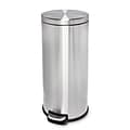 Honey-Can-Do Steel Indoor Round Step Can Trash Can with Hinged Lid, 7.92 Gallon, Silver (TRS-09074)