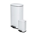 Honey-Can-Do Steel Indoor Trash Can Set with Hinged Lid, 7.92 & 1.32 Gallon, White (TRS-09076)