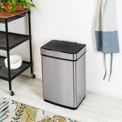 Honey-Can-Do Motion Sensor Steel Indoor Trash Can with Automatic Lid, 13.2 Gallon, Silver (TRS-08414