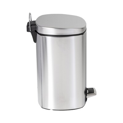 Honey-Can-Do Steel Indoor Square Step Trash Can with Hinged Lid, 3.17 Gallon, Silver (TRS-09327)