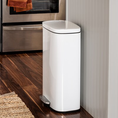 Honey-Can-Do Steel Indoor Trash Can Set with Hinged Lid, 7.92 & 1.32 Gallon, White (TRS-09076)