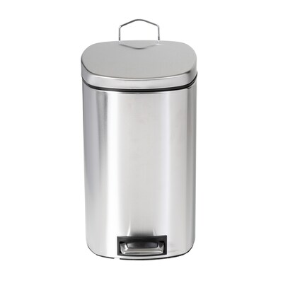 Honey-Can-Do Steel Indoor Square Step Trash Can with Hinged Lid, 3.17 Gallon, Silver (TRS-09327)