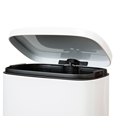 Honey-Can-Do Steel Indoor Trash Can Set with Hinged Lid, 7.92 & 1.32 Gallon, White (TRS-09076)