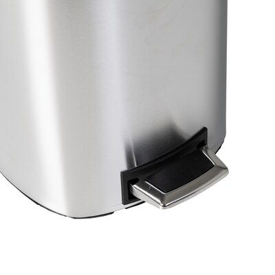 Honey-Can-Do Steel Indoor Square Step Trash Can with Hinged Lid, 3.17 Gallon, Silver (TRS-09327)